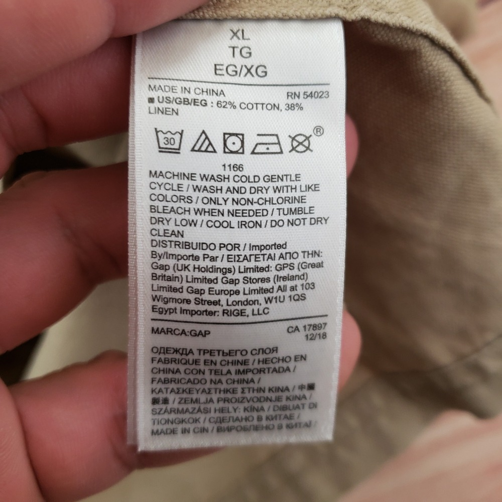 GAP Jacket Women XL Khaki Tan Cotton Linen Blend Utility Field Button Ladies - Picture 5 of 9